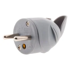Fiche mâle coudée 16A 2P+T - Gris - Zenitech