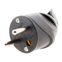 Fiche mâle coudée 16A 2P+T - Noir - Zenitech