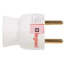 Fiche mâle latérale 16A 2 P+T blanc Legrand