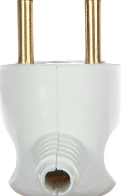 Fiche mâle latérale 2P+T IP40 blanc Lébénoïd