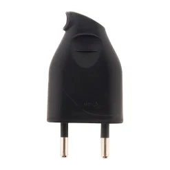 Fiche mâle 2P 6A latérale - Noir - Zenitech
