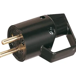 Fiche mâle 2P+T 16A IP40 à anneau - Noir - Lébénoïd