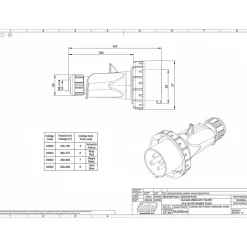 Fiche Mobile Male Triphasé 16a 3p+t 380v - 4 Broches - étanche Ip67 - Ide