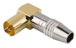 Fiche TV Femelle ø9.52 mm coudé à câbler, Or