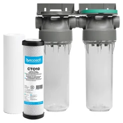 Filtre à eau double 9' 3/4 + pack anti sédiments et odeurs filtration sous évier connexion 3/4'