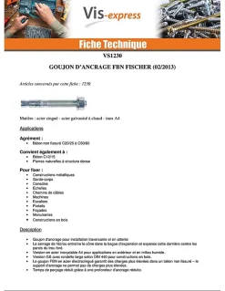 Fischer Ancrage FISCHER FBN II 12X146 Filetée sur 99 Acier zingué - 1 pièce
