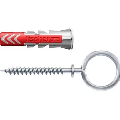 Fischer DuoPower 8 x 40 OH Set de chevilles avec crochets à œillet, 2 chevilles + 2 vis 5,5 x 77