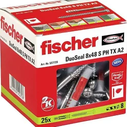 Fischer DuoSeal cheville 8 x 48 mm, inox, 25 pcs - étanchéité pour zones humides
