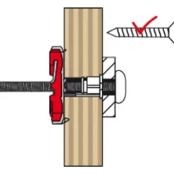Fischer DUOTEC 12 S PH M LD Cheville à bascule pour plaques et matériaux pleins, 10 pièces, vis incluses