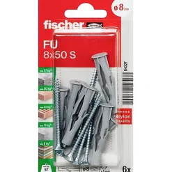 Fischer FU 8 x 50 S - Chevilles universelles en nylon avec vis, set 6 pièces