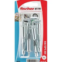 Fischer HM 5 x 65 WH K NV Cheville métallique pour corps creux avec crochet coudé - pack de 4