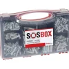 Fischer SOSBOX S kit de chevilles et vis triées 150 pièces - boîtier plastique transparent pour atelier et chantier