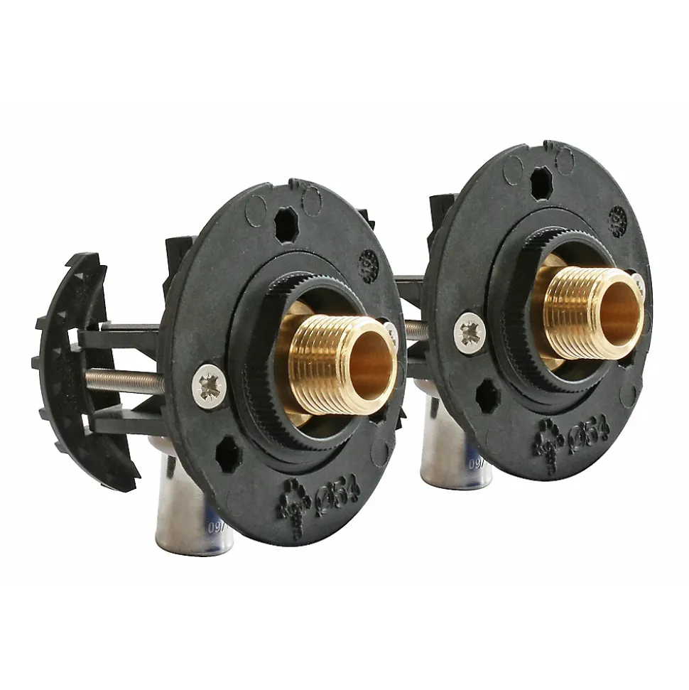 Fixation pour robinetterie Lavabo pour PER Ø12 raccord à sertir sortie mâle 12/17 (3/8")