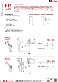 Frein de rétention Réglable force 30 a 60 N aluminium anodisé or pour porte jusquà 40 KG