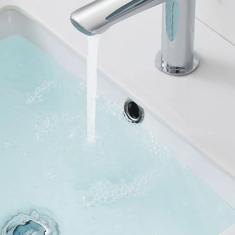 Garniture de trop-plein de lavabo ronde, finition chrome brillant, en ABS Kibath