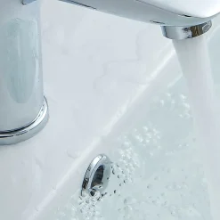 Garniture de trop-plein de lavabo ronde, finition chrome brillant, en ABS Kibath