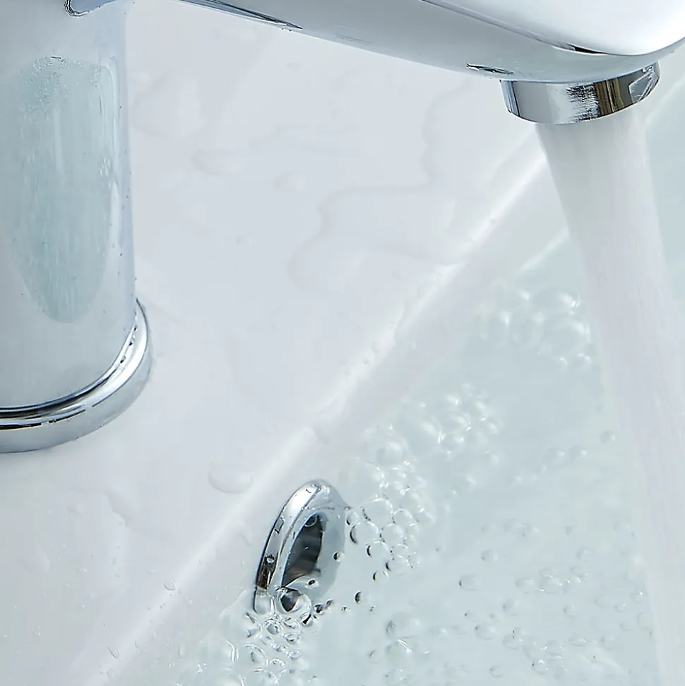 Garniture de trop-plein de lavabo ronde, finition chrome brillant, en ABS Kibath