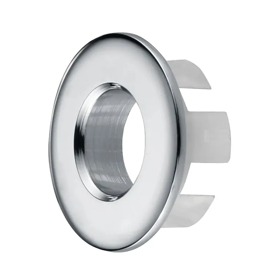 Garniture de trop-plein de lavabo ronde, finition chrome brillant, en ABS Kibath