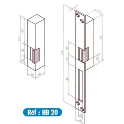 Gâche électrique pour serrures à larder HB20 2T gauche tirant - BEUGNOT - BE13221800