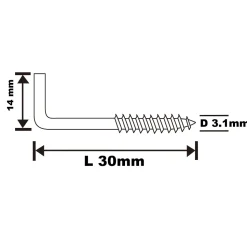 Gond à visser en acier zingué 30x14 mm - 2 pièces