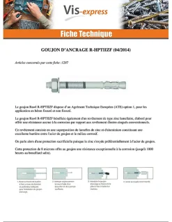 Goujon Ancrage R-HPTIIZF M8X100 Acier zingué Lamellaire - 30 pièces