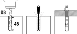 Goujon inox 8 x 75 mm, lot de 20 Acier inoxydable