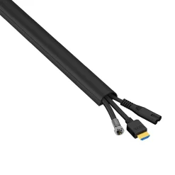 Goulotte décorative demi-ronde noire auto-adhésive D-Line 30x15mm, 2m