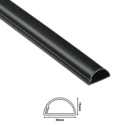 Goulotte décorative demi-ronde noire auto-adhésive D-Line 30 x 15 mm, 1 m