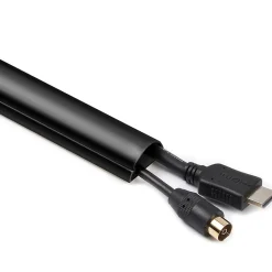 Goulotte décorative demi-ronde noire auto-adhésive D-Line 30 x 15 mm, 1 m