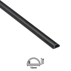 Goulotte décorative demi-ronde noire auto-adhésive D-Line 16 x 8 mm, 1 m