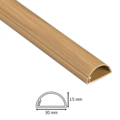 Goulotte décorative demi-ronde effet chêne auto-adhésive D-Line 30x15mm, 2m