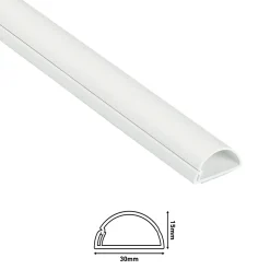 Goulotte décorative demi-ronde blanche auto-adhésive D-Line 30 x 15 mm, 1 m