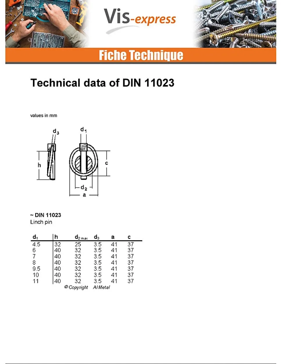 Goupille clips Acier zingué 8 - 5 pièces