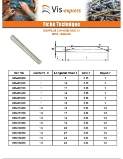 Goupille Conique 3X16 Inox A1 - 1 pièce