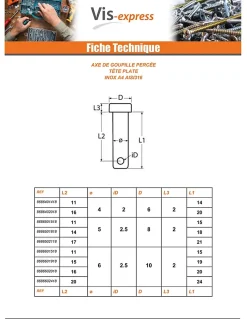 Goupille Tête plate 10X34 Percée 3 Inox A4 - 1 pièce