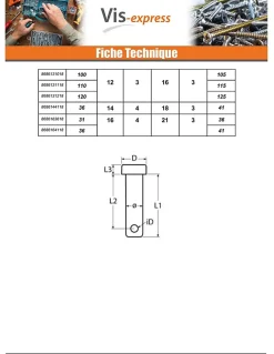 Goupille Tête plate 10X64 Percée 3 Inox A4 - 5 pièces