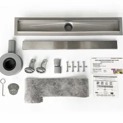 GRAND VERRE Caniveau de douche Siphon tournant 360 à carreler pour douche italienne largeur 100 cm