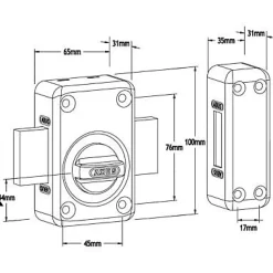 Grand verrou à bouton double cylindre ø23 mm / 45 mm Abus