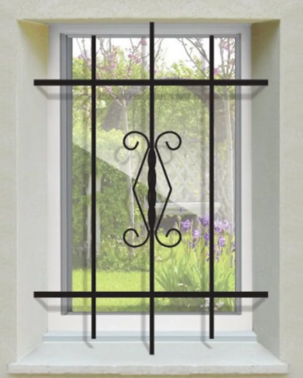 Grille de Defense Rustique pour Fenetre H 115 cm x L 120 cm (côte tableau)
