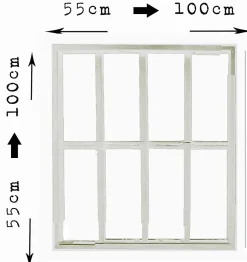 Grille de défense réglable pour fenêtre (largeur et hauteur) de 55x55 cm à 100x100 cm blanche