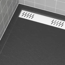 Grille d'évacuation l.69,5 cm pour receveur de douche Pedra et Pure 2, blanc, Galedo