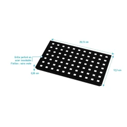 Grille perforée en inox Noir Mat pour receveur - 20.15x12.3x0.55cm - ROCK 2 GRID DRILL