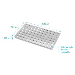 Grille perforée en inox pour receveur - 20.15x12.3x0.55cm - ROCK 2 GRID DRILL