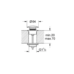 GROHE Bonde CLIC CLAC pour lavabo avec trop plein, chromé 65807000