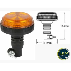 Gyrophare 30 LED IP67 - Fixation flexible pour tige - 12/24V