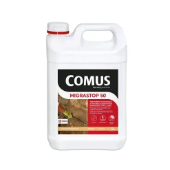 Hydrofuge Minéral MIGRASTOP 50 - 5L - Traitement Hydrofuge pour remontées capillaires, murs humides, pierres calcaires - COMUS