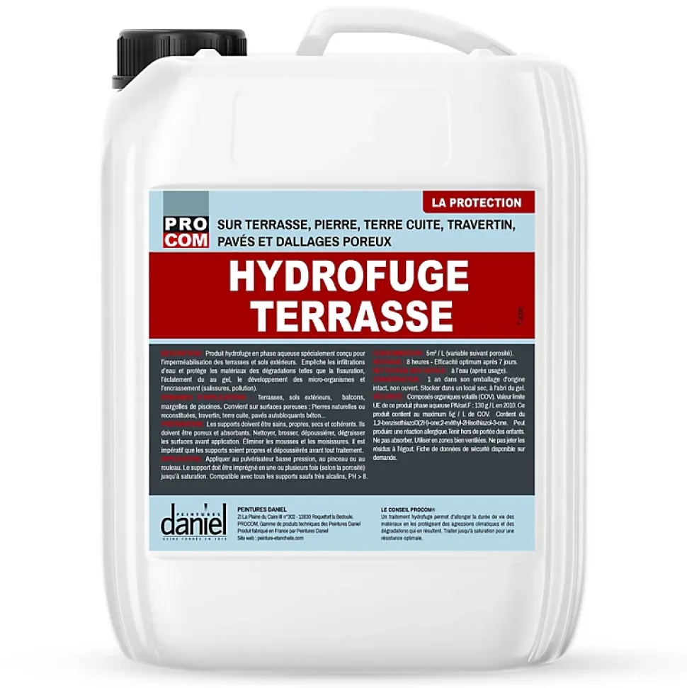 Hydrofuge Terrasse, imperméabilisation sol extérieur PROCOM-1 litre-Incolore
