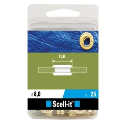 Œillet ø8 mm + outil de pose, 25 pièces