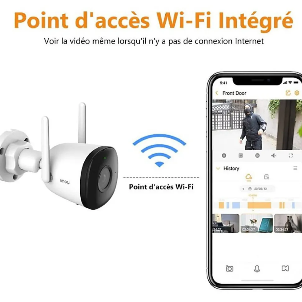 Imou caméra bullet extérieure wifi 1080P, vision nocturne 30m