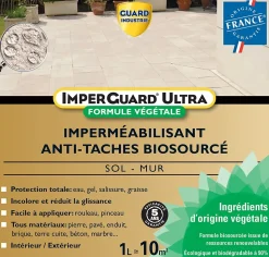 ImperGuard Ultra Formule Végétale Imperméabilisant Super Antitache Incolore Toute Pierre 1L 10m2